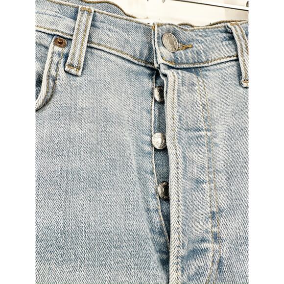 Re/Done 70s Stove Pipe High Rise Straight Ankle Jeans in River Fade Blue Size 29 - Picture 5 of 7